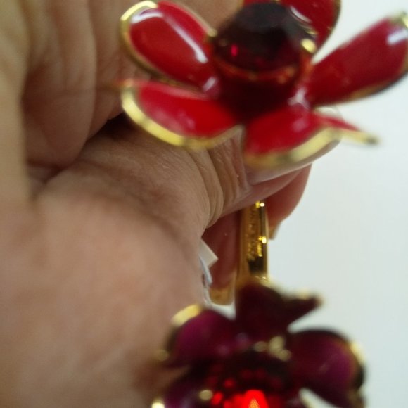 Kate Spade New Red Flower Hinged Bracelet - Picture 2 of 3